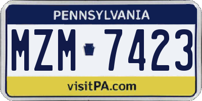 PA license plate MZM7423