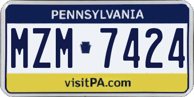 PA license plate MZM7424