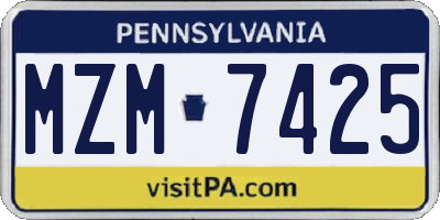 PA license plate MZM7425