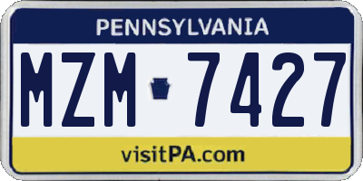 PA license plate MZM7427