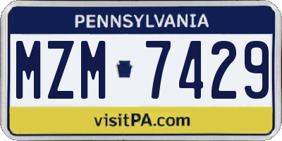 PA license plate MZM7429