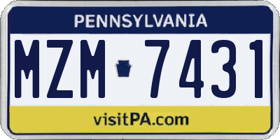 PA license plate MZM7431
