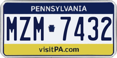 PA license plate MZM7432