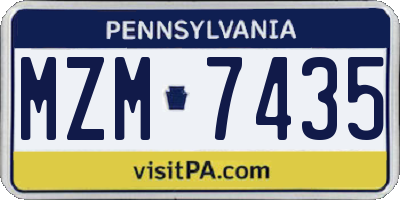 PA license plate MZM7435