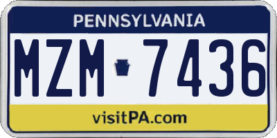 PA license plate MZM7436
