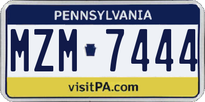 PA license plate MZM7444