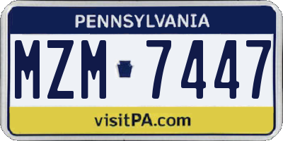 PA license plate MZM7447