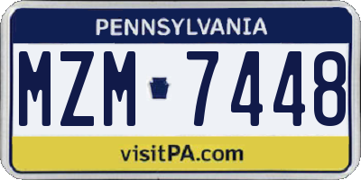 PA license plate MZM7448