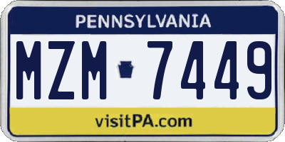 PA license plate MZM7449