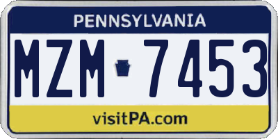 PA license plate MZM7453