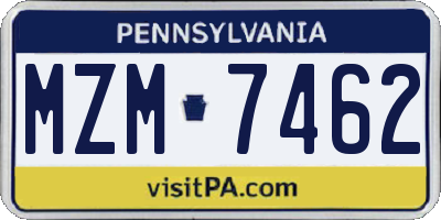 PA license plate MZM7462