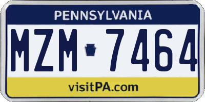PA license plate MZM7464