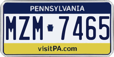 PA license plate MZM7465