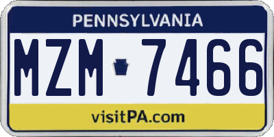 PA license plate MZM7466