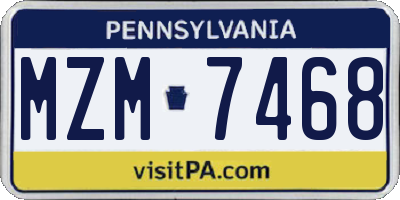 PA license plate MZM7468