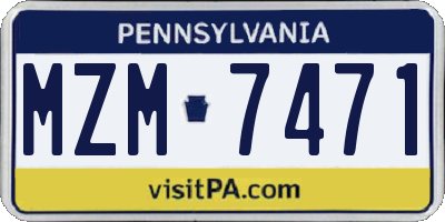 PA license plate MZM7471