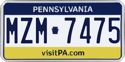 PA license plate MZM7475