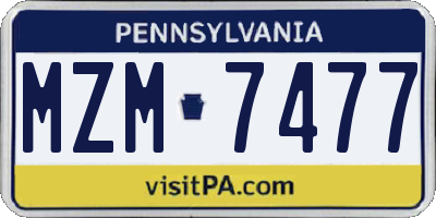 PA license plate MZM7477