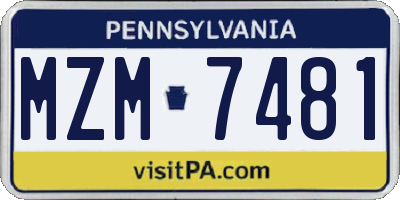 PA license plate MZM7481