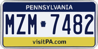 PA license plate MZM7482