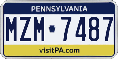PA license plate MZM7487