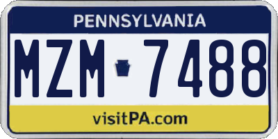 PA license plate MZM7488