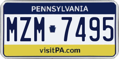 PA license plate MZM7495