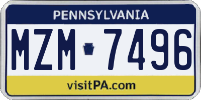 PA license plate MZM7496