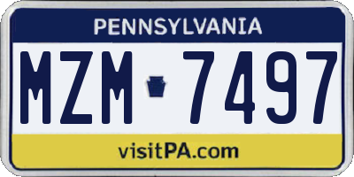 PA license plate MZM7497