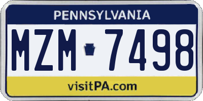 PA license plate MZM7498
