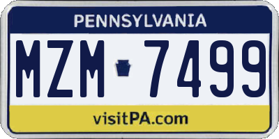 PA license plate MZM7499