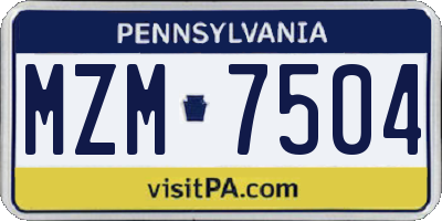 PA license plate MZM7504