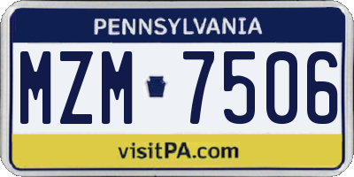 PA license plate MZM7506