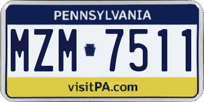 PA license plate MZM7511
