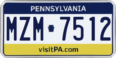 PA license plate MZM7512