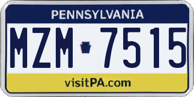 PA license plate MZM7515