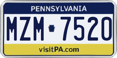 PA license plate MZM7520