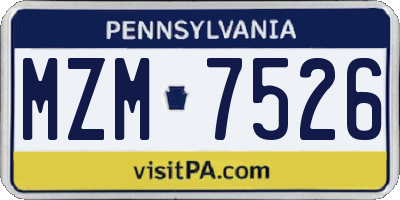 PA license plate MZM7526