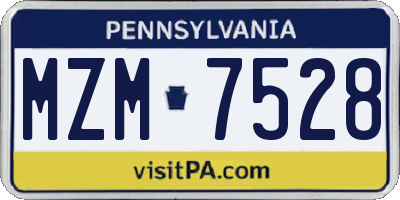PA license plate MZM7528