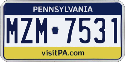 PA license plate MZM7531