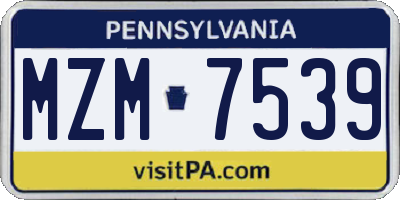 PA license plate MZM7539