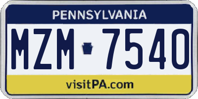 PA license plate MZM7540