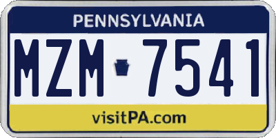 PA license plate MZM7541