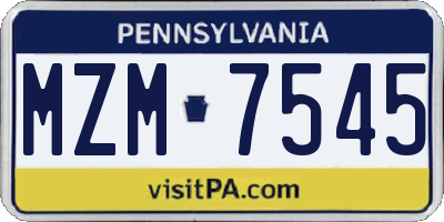 PA license plate MZM7545