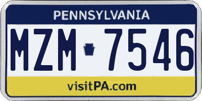PA license plate MZM7546