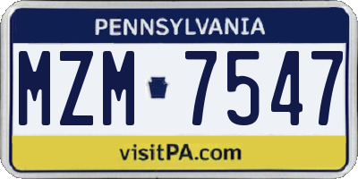 PA license plate MZM7547