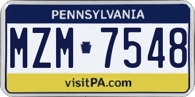 PA license plate MZM7548