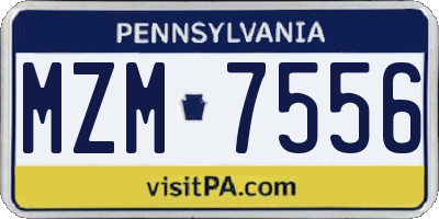 PA license plate MZM7556