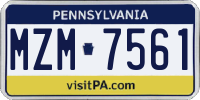 PA license plate MZM7561