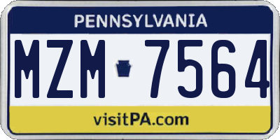 PA license plate MZM7564